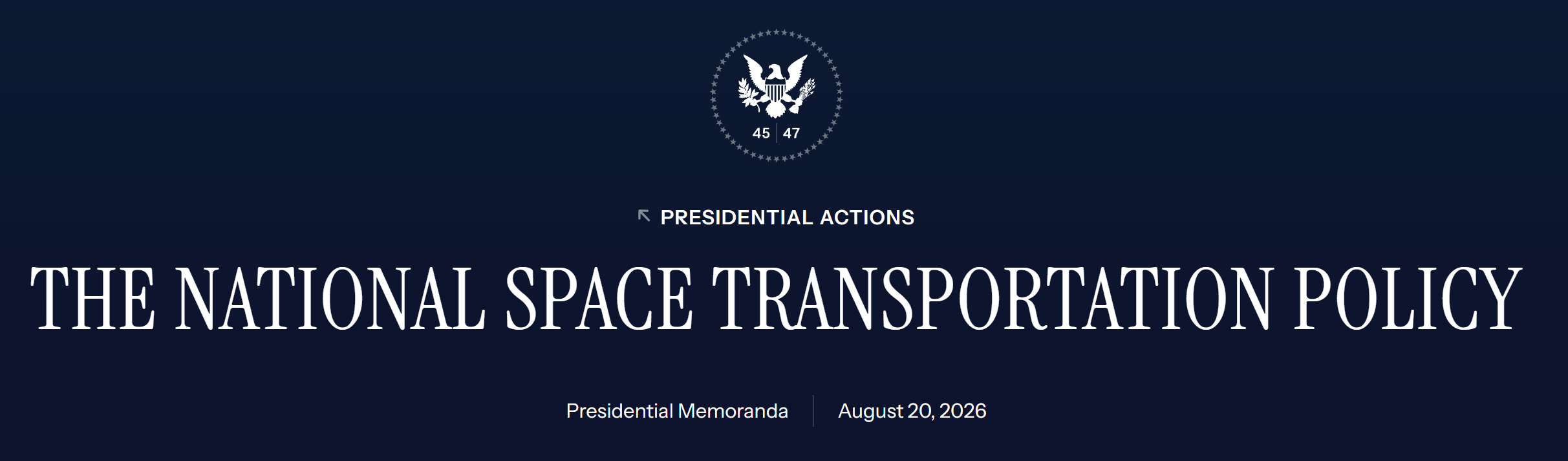 White House Releases Updated “National Space Transportation Policy”