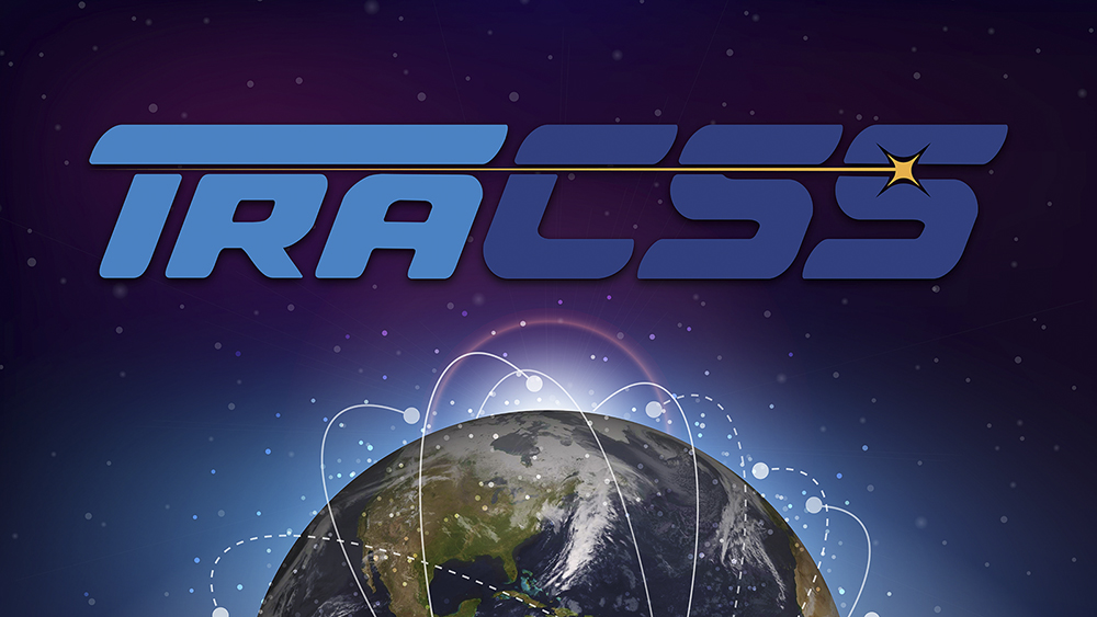 TraCSS logo over Earth with stylized orbits around it