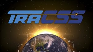 TraCSS logo over Earth with stylized orbits around it and the Sun emerging over the horizon