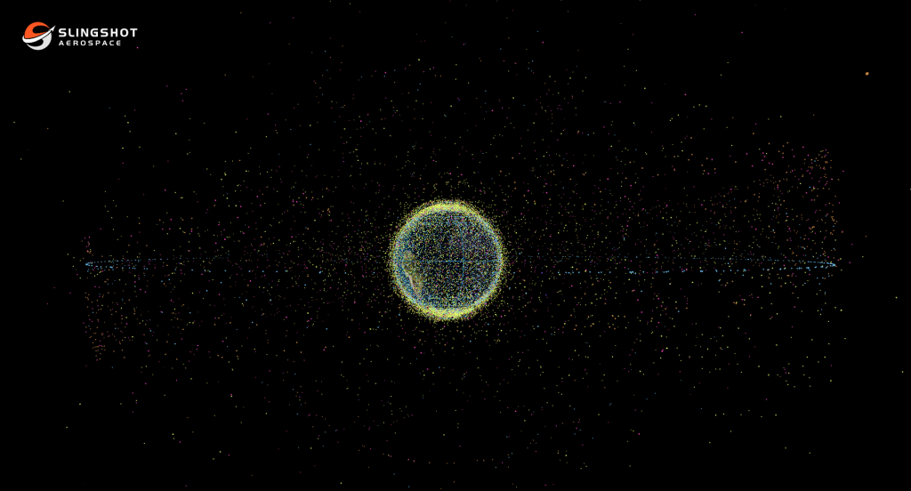 A visualization of the 10,000+ active satellites in orbit today – provided by Slingshot Aerospace.